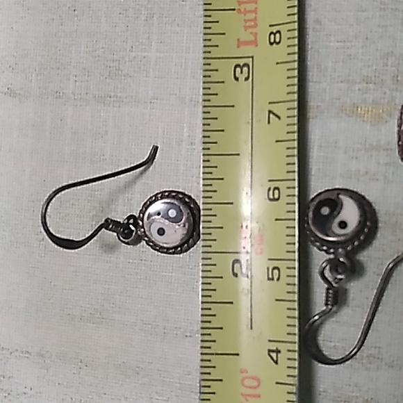 YING & YANG 925 Sterling Silver Earrings-(Vintage) - Picture 4 of 4